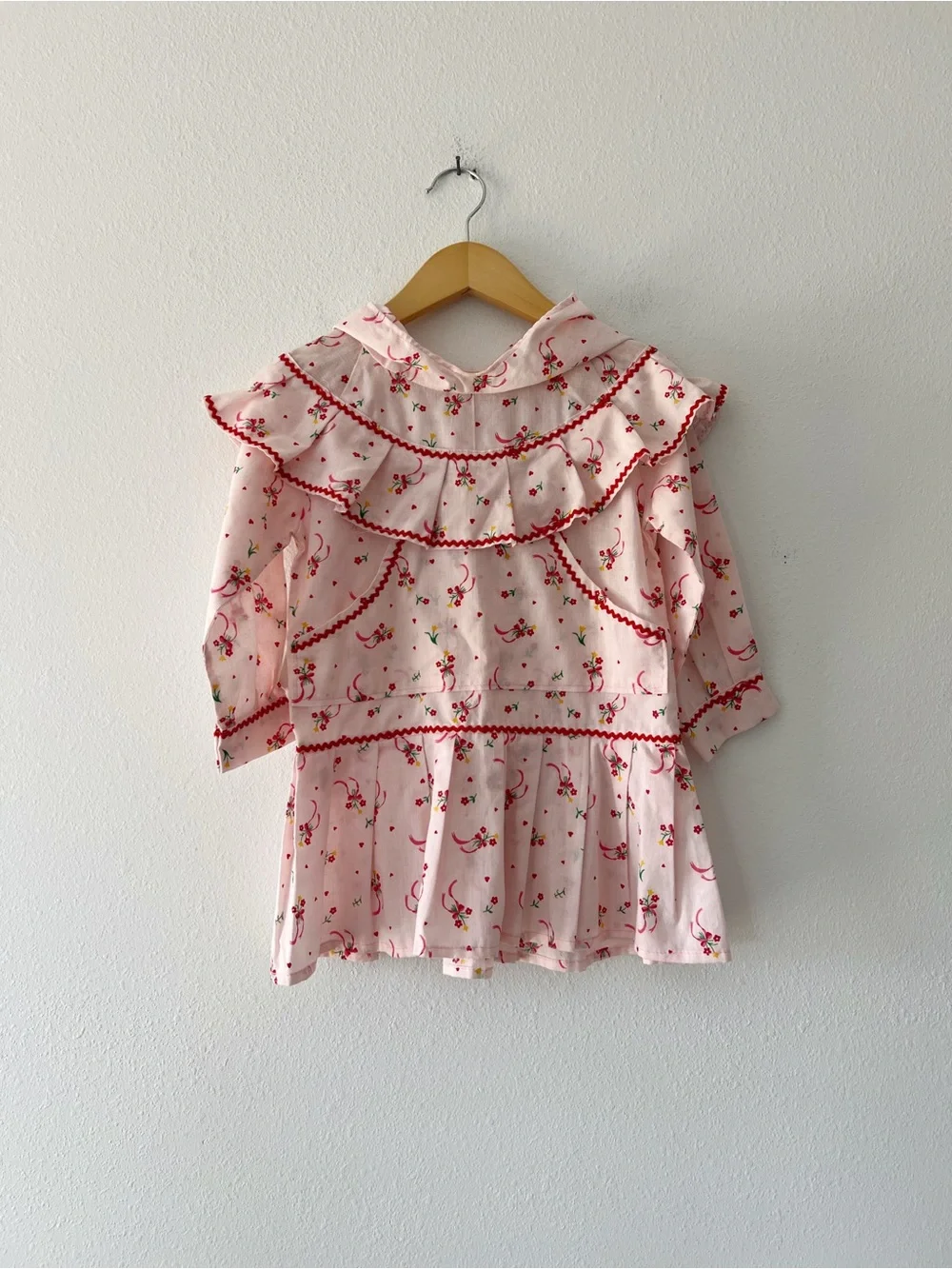 VINTAGE | Handmade Dropwaist Hooded RicRac Ruffle Dress | 4